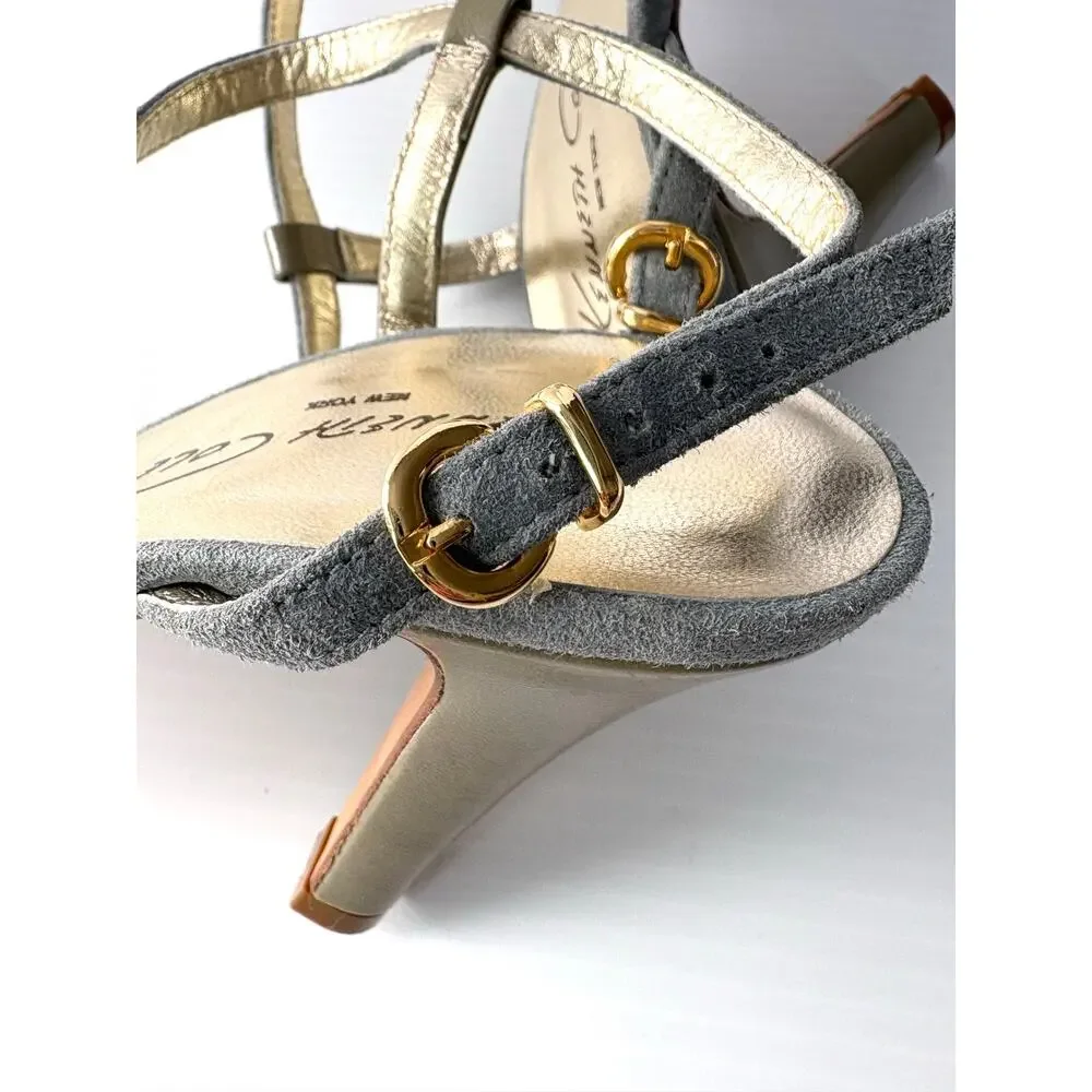 Kenneth Cole Suede Slingback Heels 7.5 Made in Spain Leather Sole